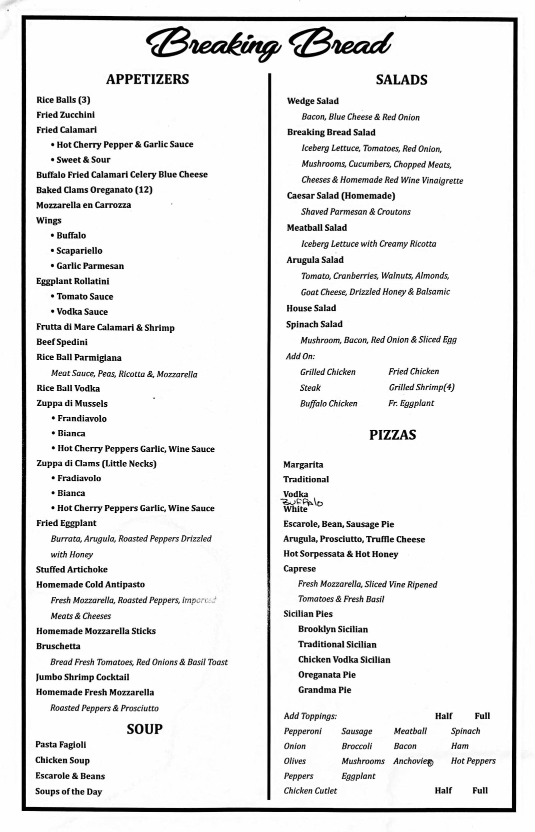 Breaking bread serving italian cuisine 27 seguine ave staten island
